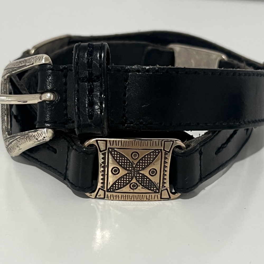 FOSSIL 1997 | Black Leather Women's Belt with Silver Buckle APPROX 37" - Picture 3 of 9